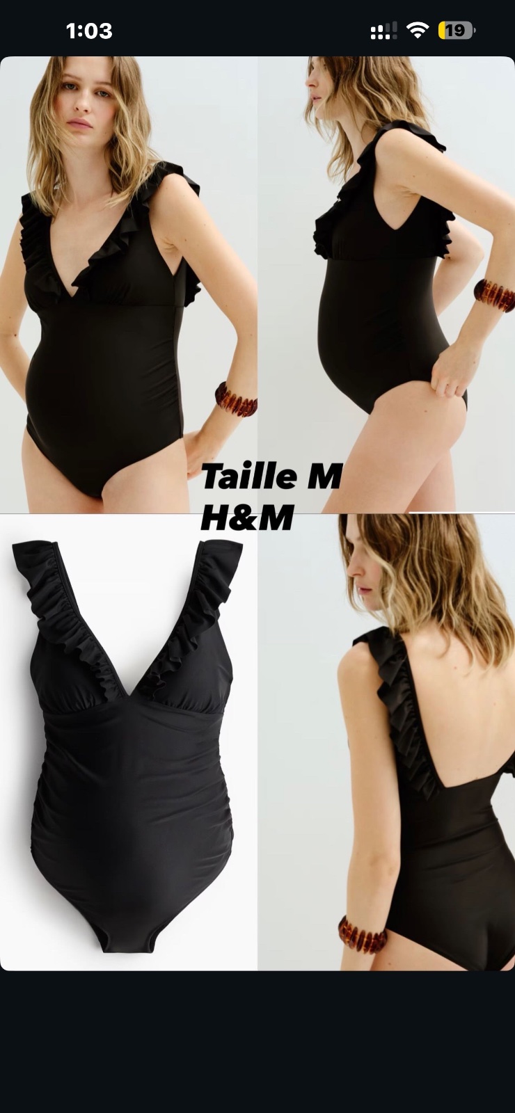 Maillot noir la taille 38