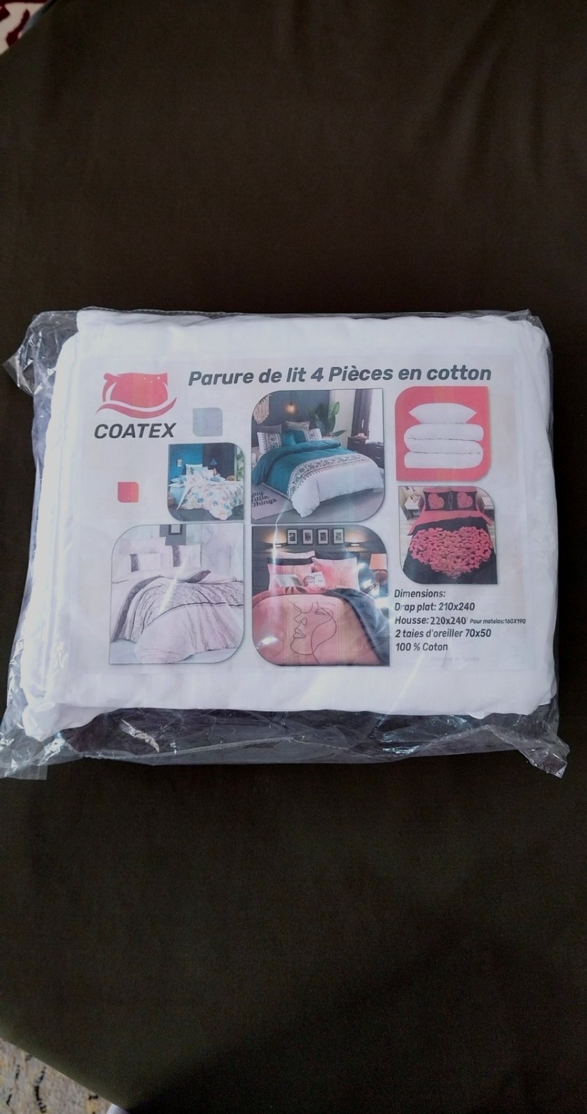 Parure de lit 4 pièces en cotton marque COATEX