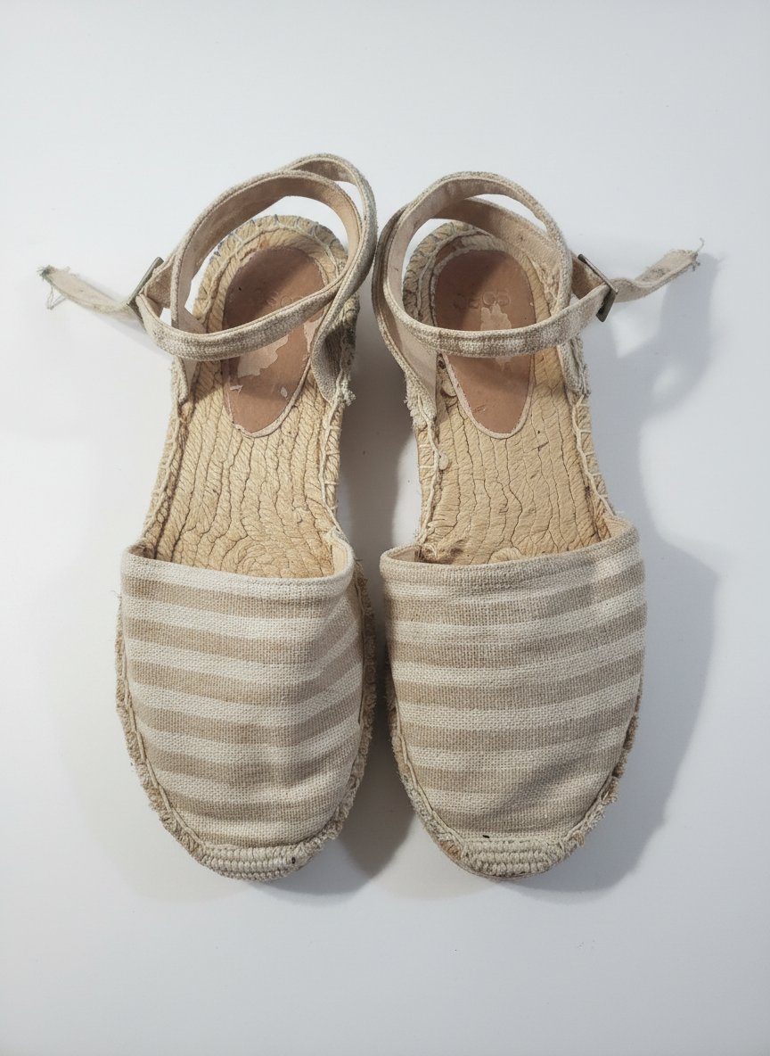 Espadrilles en toile rayée avec brides à la cheville