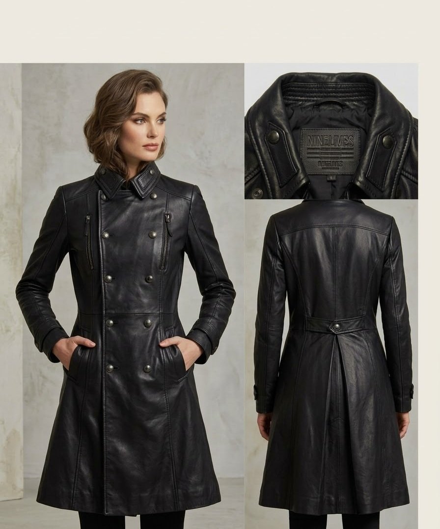 Manteau long en cuir (jamais porté)