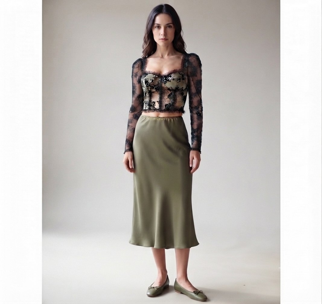Lots jupe satin et top style corsette en dentelle pailleté 