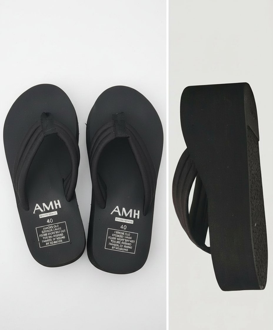 Claquettes compensées noires "AMH" – Style Platform Très légères aux pieds 