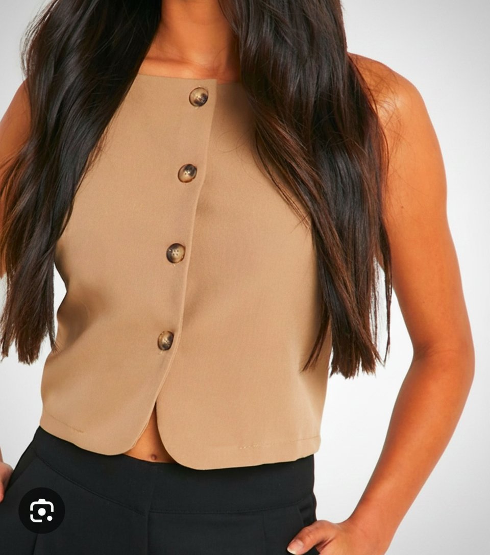 Magnifique Crop Top Style Gilet de Tailleur 