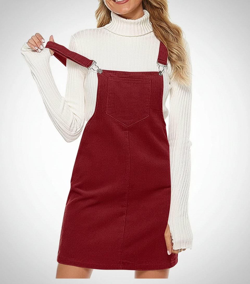 Jolie Robe Salopette – Rouge Bordeaux