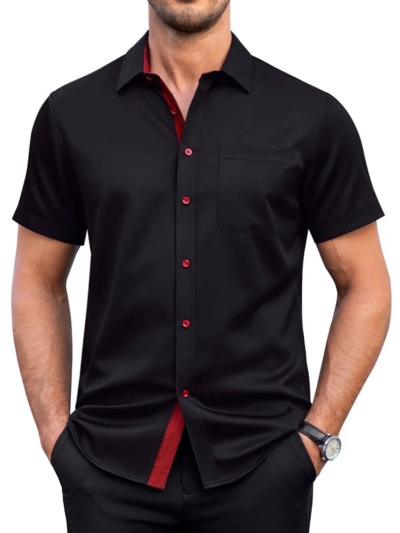 Chemise noir avec des accents rouges de la marque FLEX