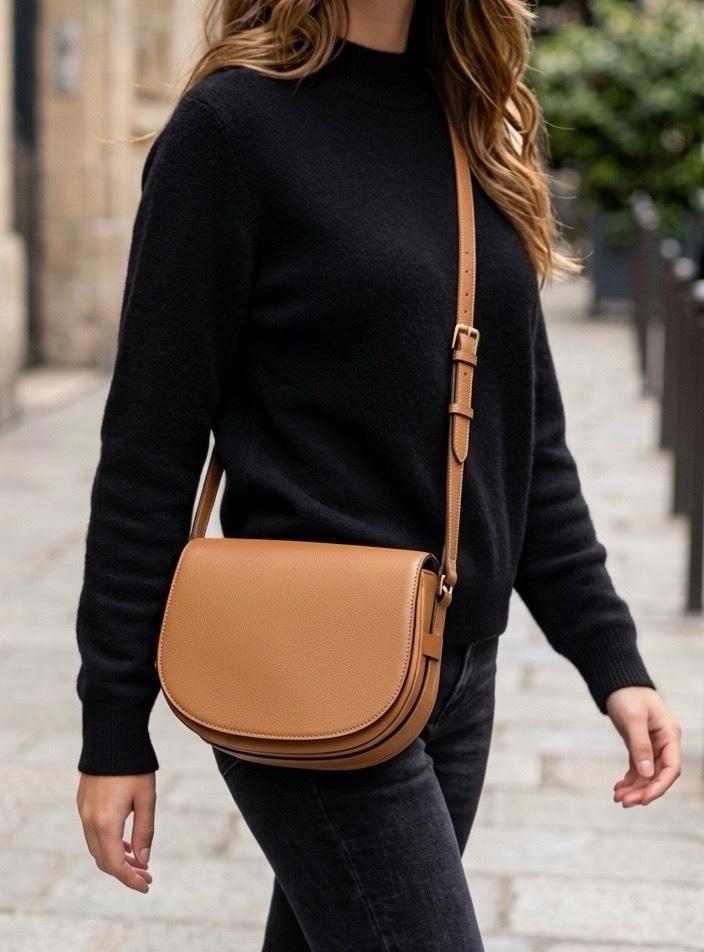 Sac à bandouliere de  marque Monoprix au couleur camel 