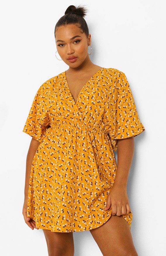 Robe patineuse portfeuille a imprime floral Boohoo