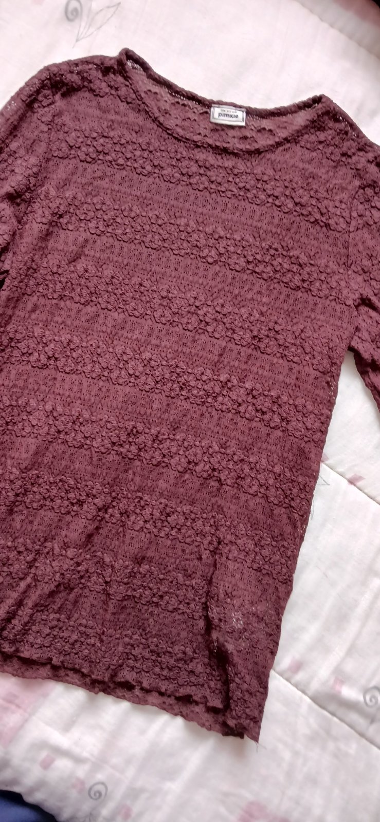 Pull dentelle marron