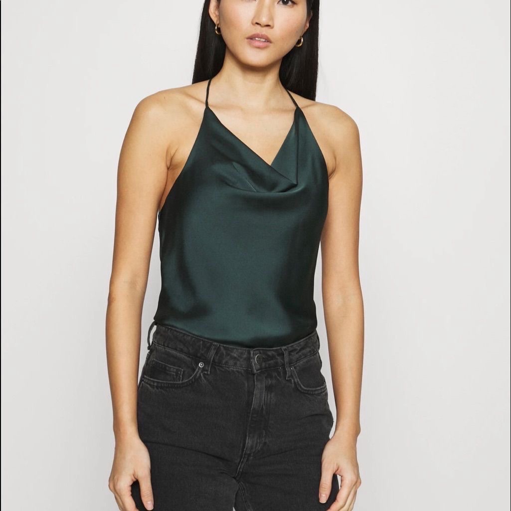 Top satin vert 