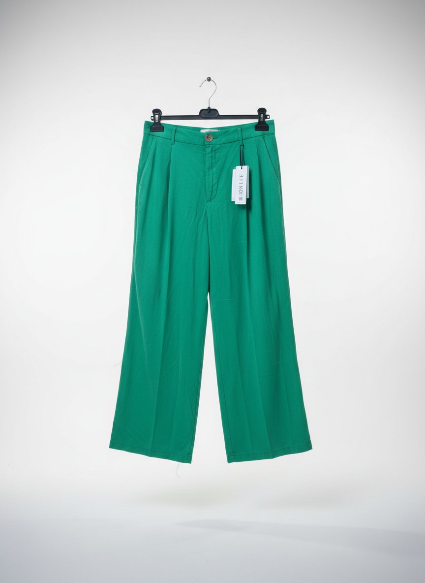 Pantalon large fluide vert émeraude / vert vif – Zara (Gamme Join Life) – Neuf avec étiquette