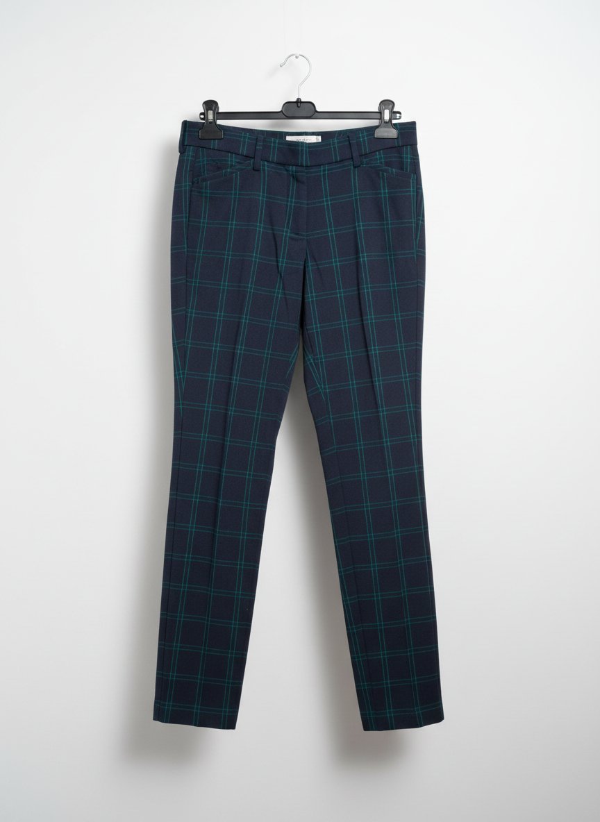 Pantalon 41hawthorne cigarette ajusté à carreaux / tartan vert et bleu 