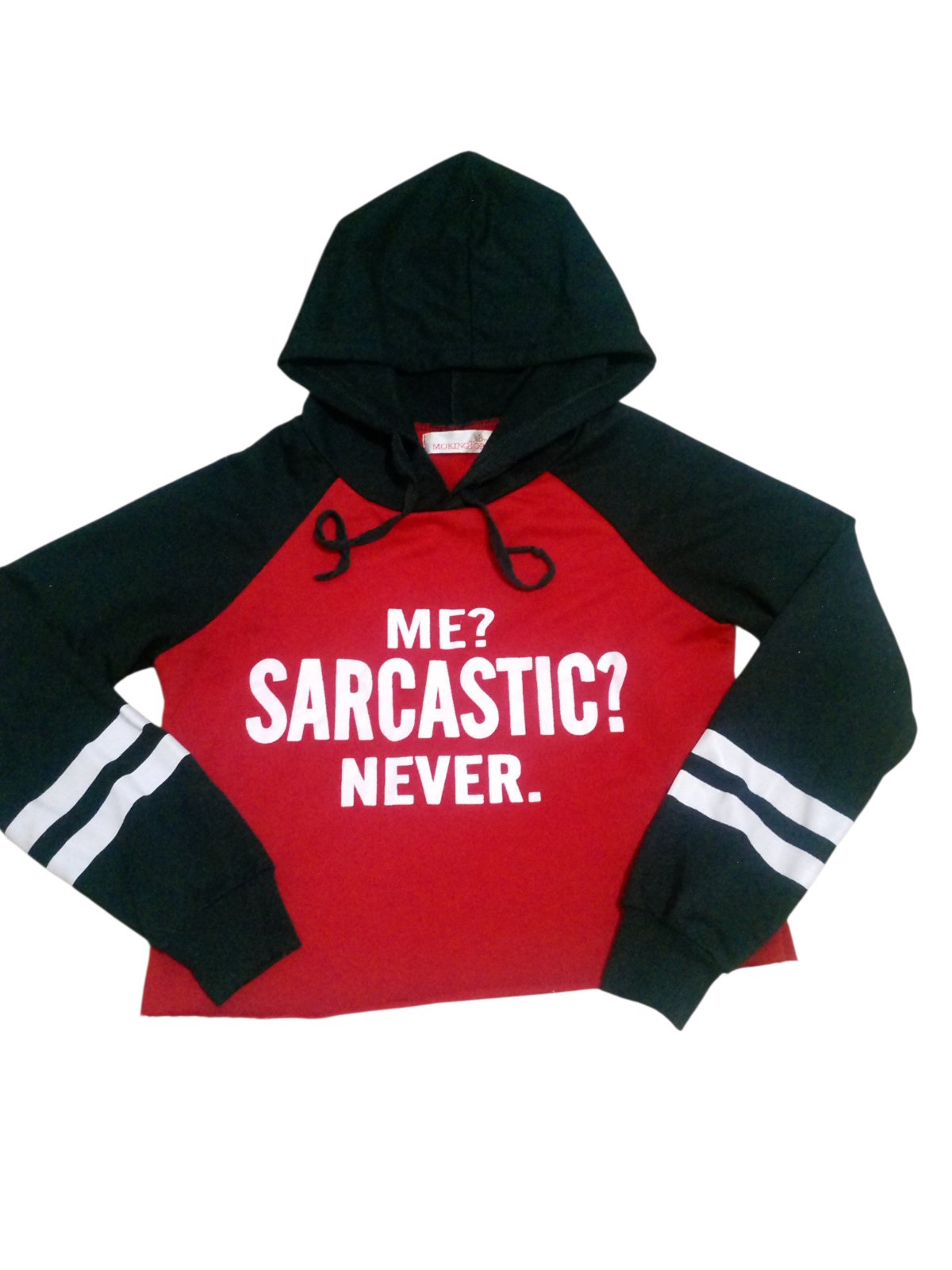 Sweat à capuche rouge et noir crop tendance