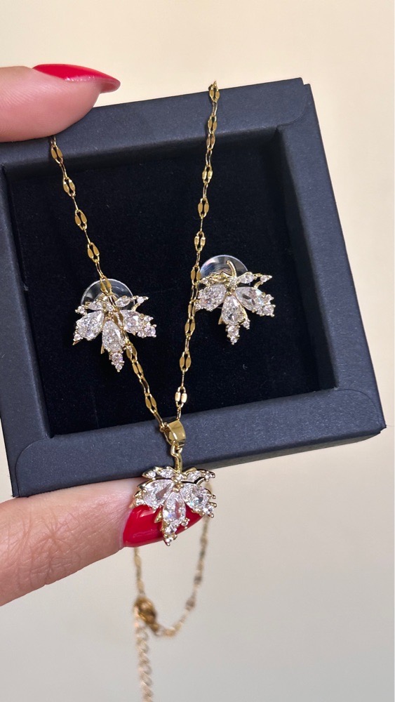 Set collier et boucles acier inoxydable
