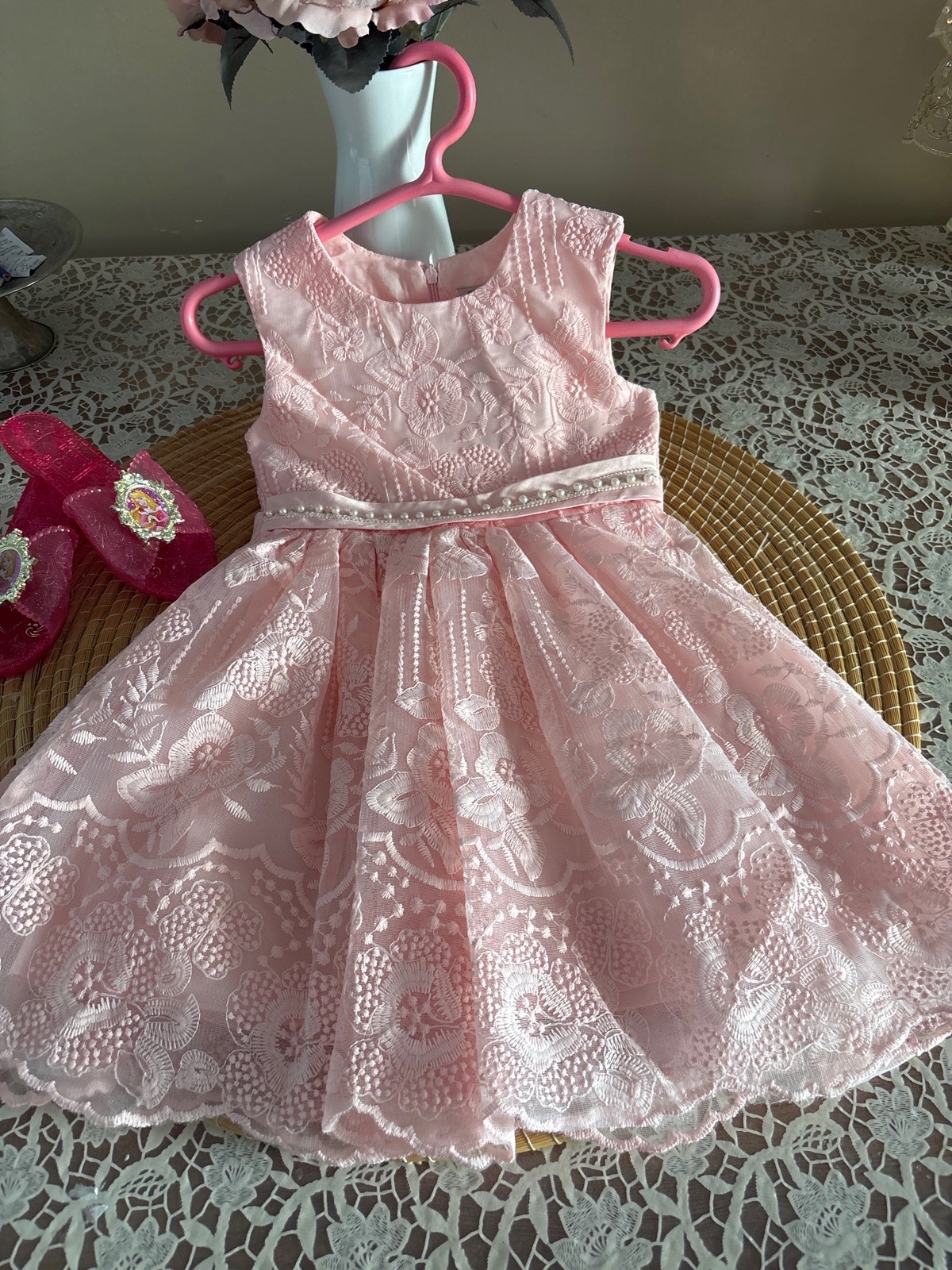 Robe cérémonial rose bébé