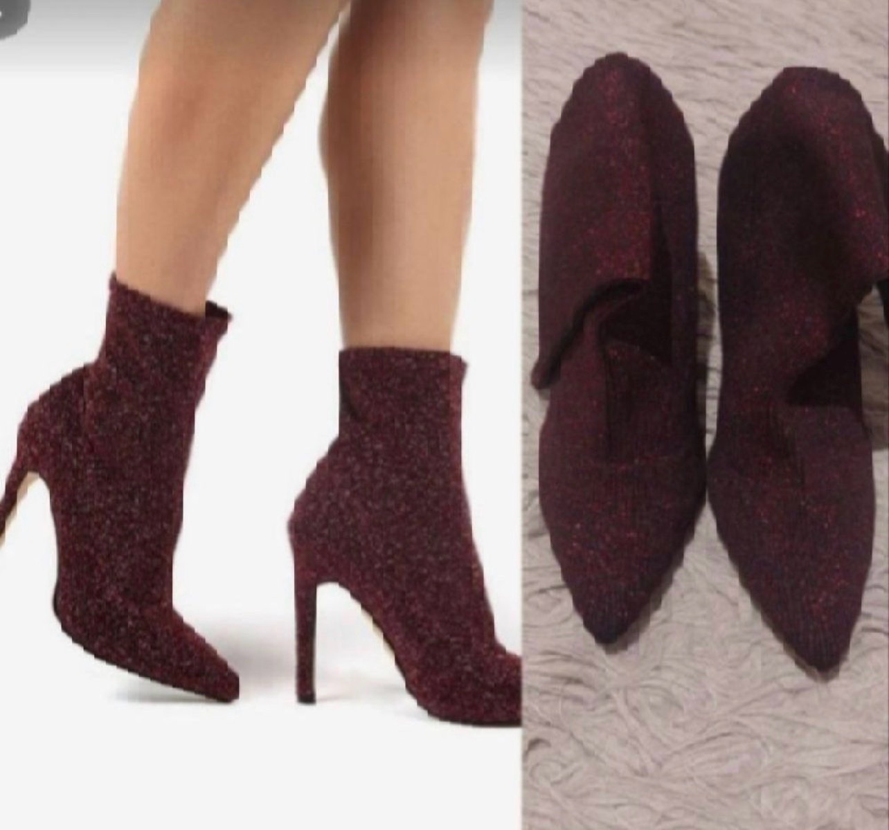 Bottines burgandy avec paillette