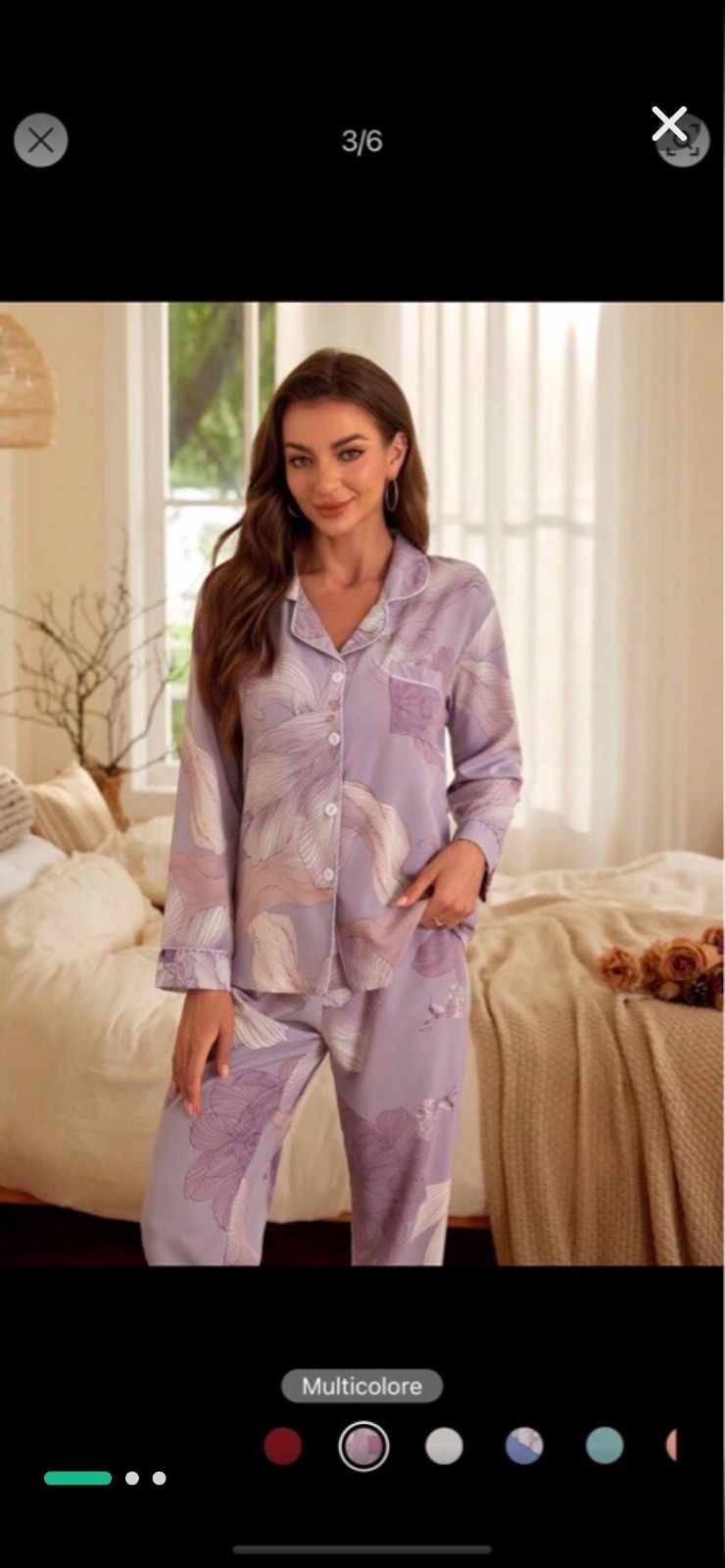 Pyjama lilas taille L satinee
