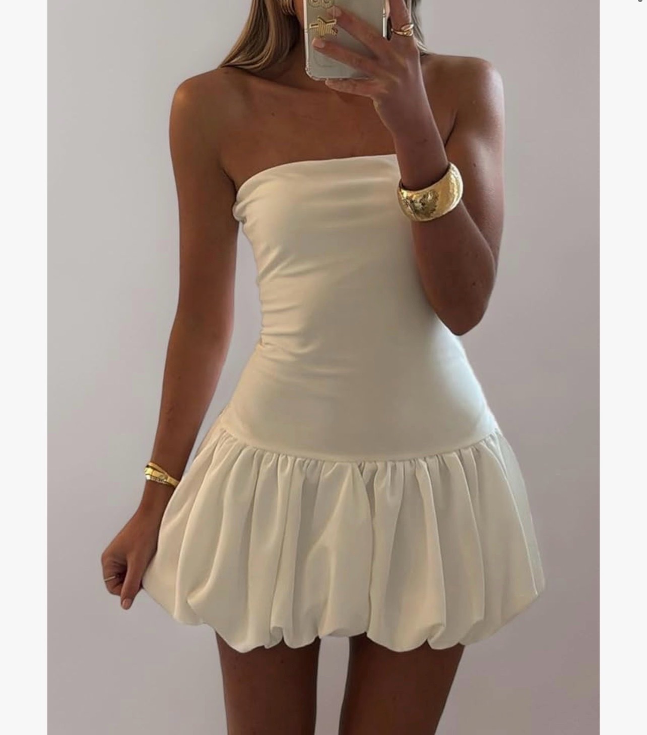 Mini robe bustier pour femme avec jupe à bulles taille M/L/S