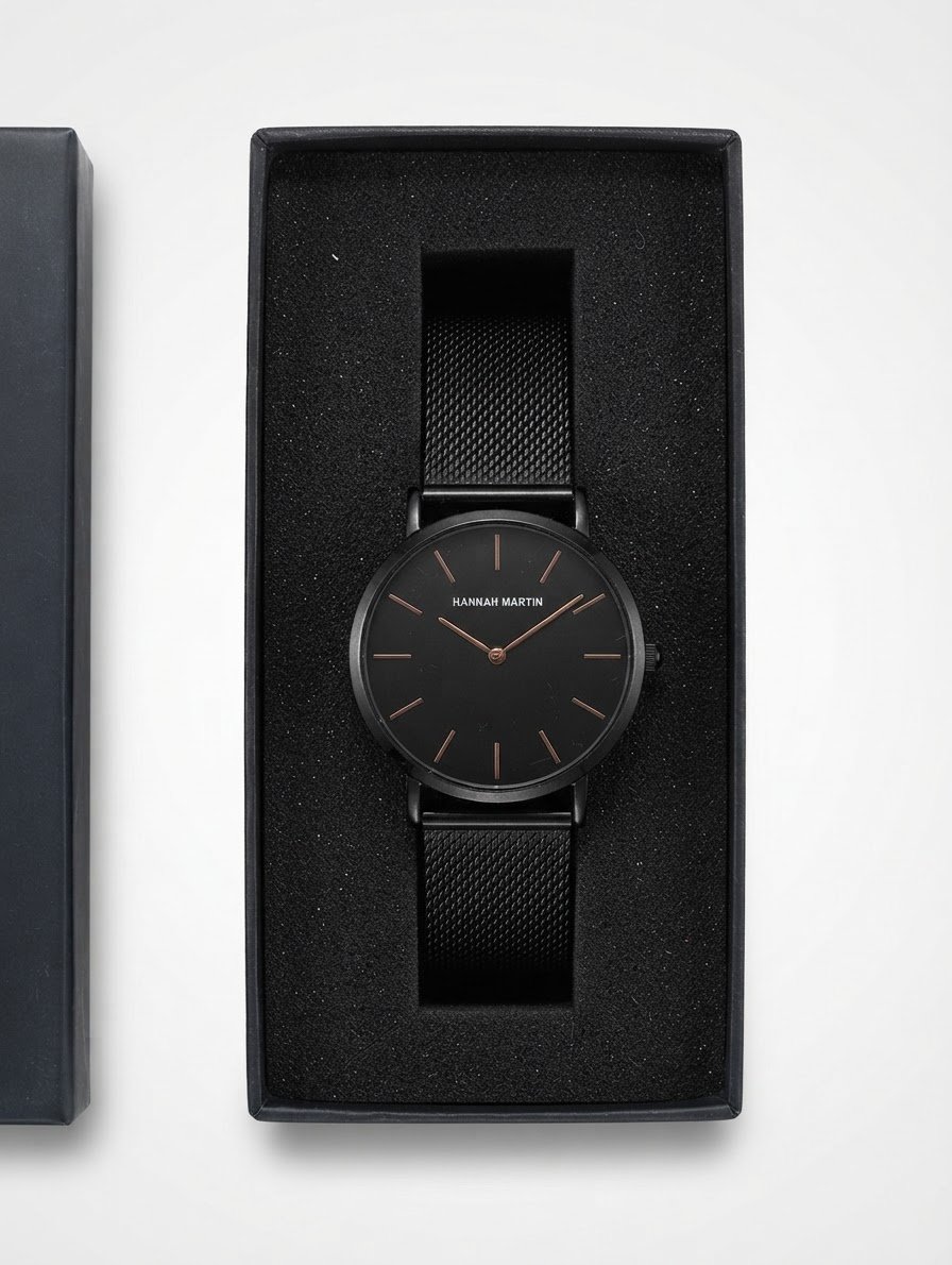 Montre femme analogique à quartz, bracelet en acier inoxydable 