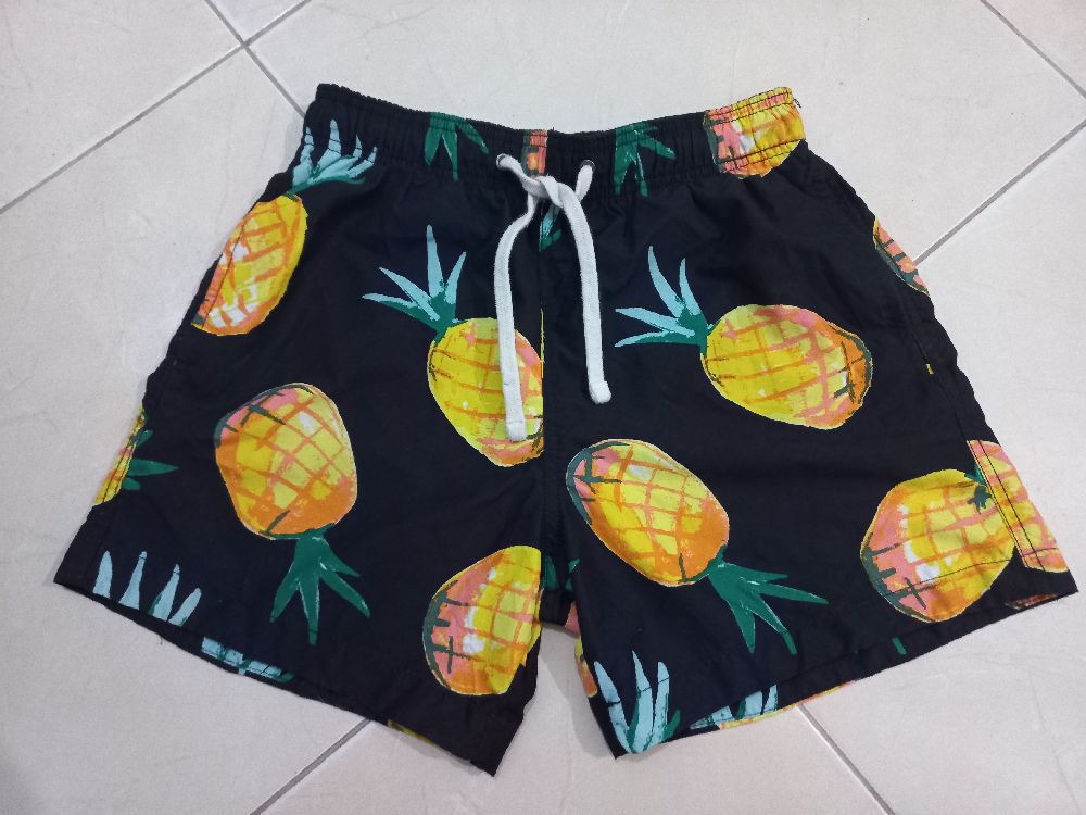 short de bain noir/ananas