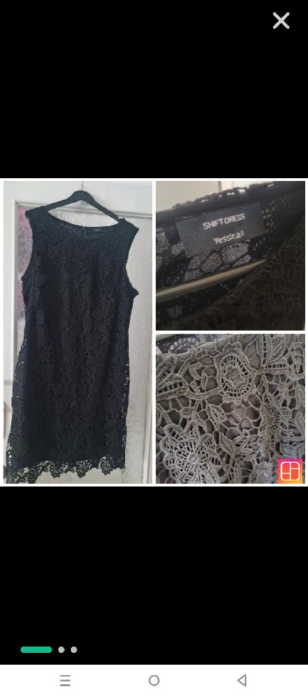 Robe courte noire droite avec broderie 