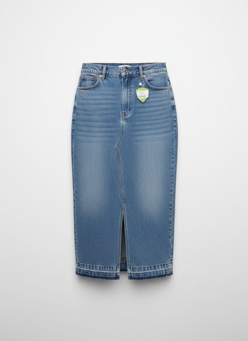 Jupe jean bleu fente 