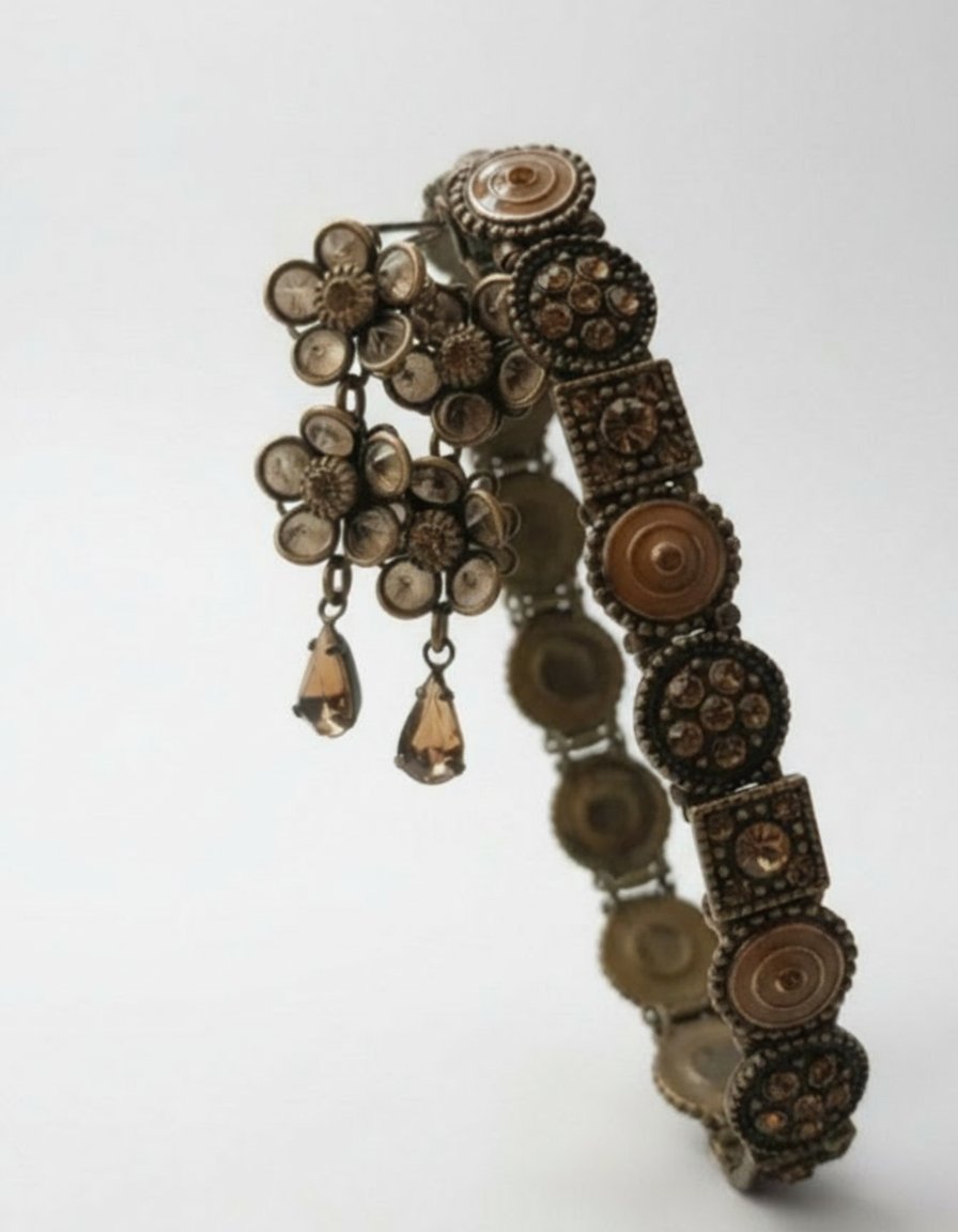 Boucles d'oreille style chichkhan et bracelet extensible 