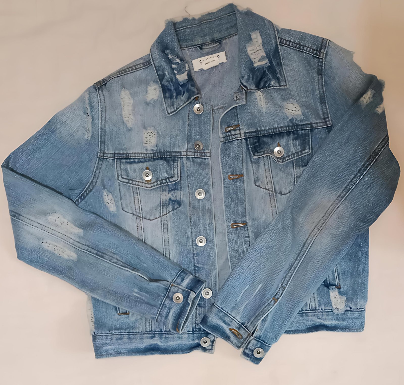 Veste en jean délavée et déchirée Ci Sono – Taille S
