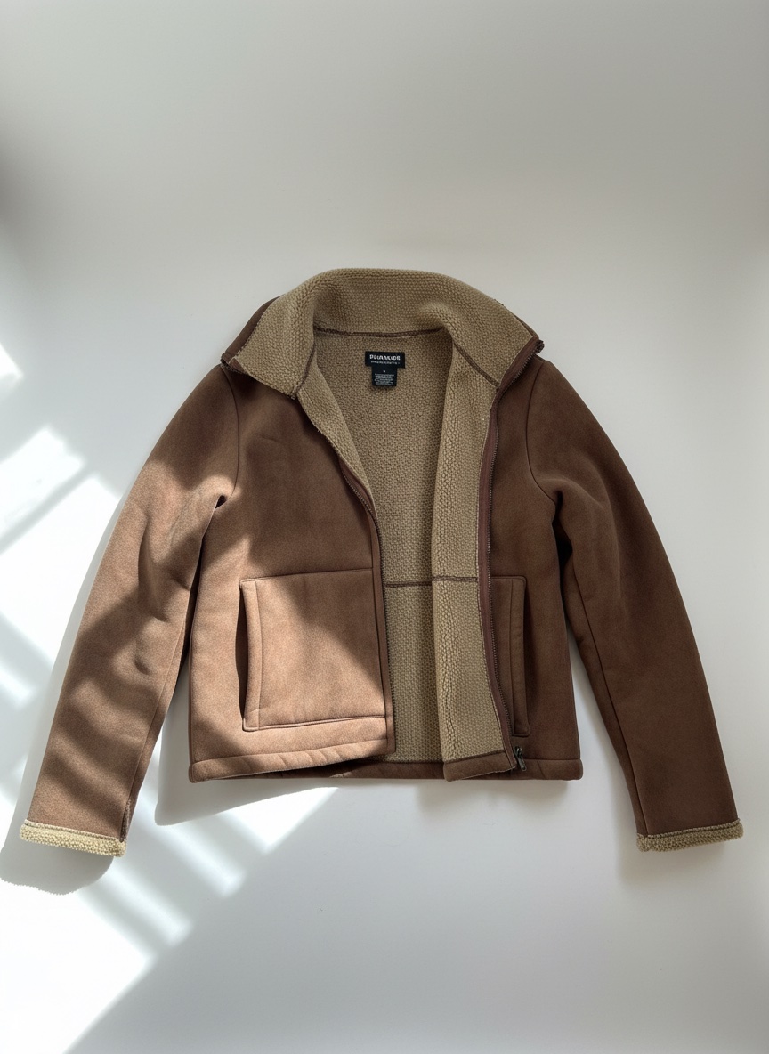 Veste marron effet daim doublée 