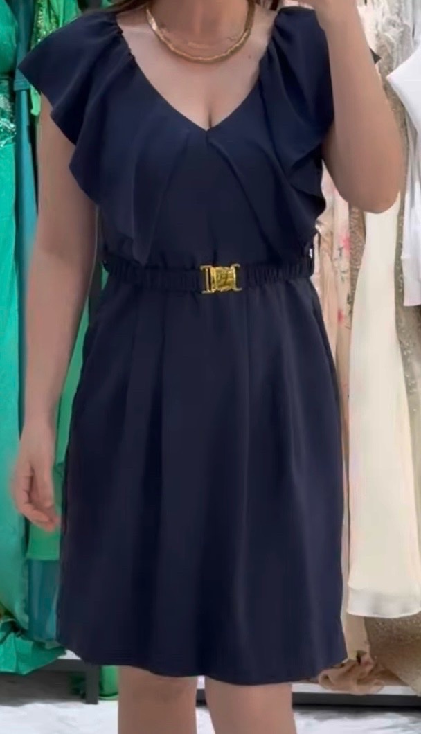 Robe bleu avec ceinture integree