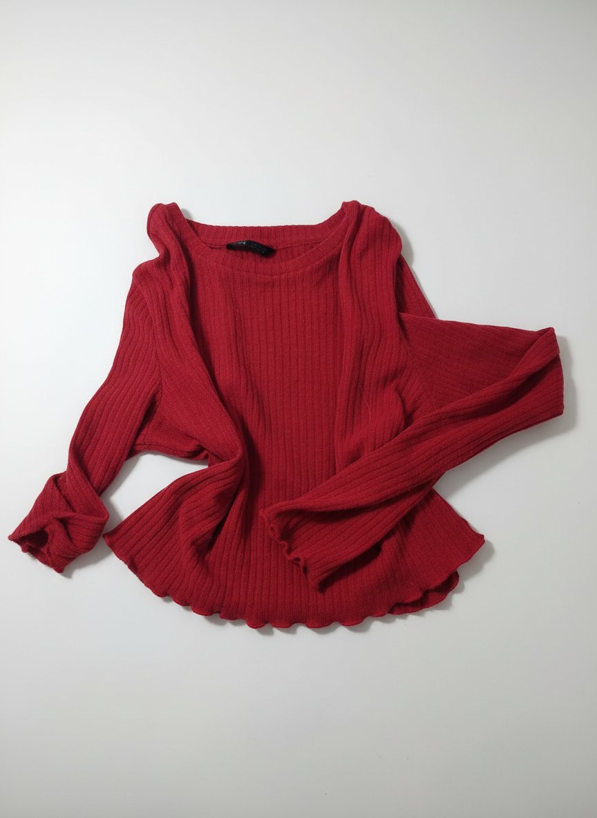  pull à manches longues rouge pour femme avec une texture côtelée,