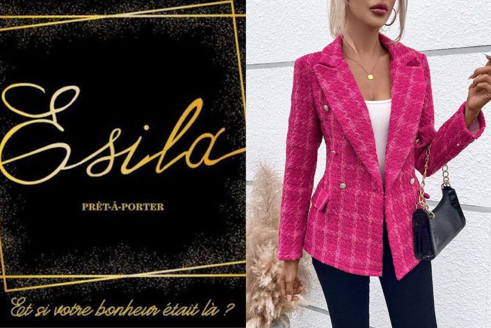 Blazer rose à carreaux de la marque ESILA