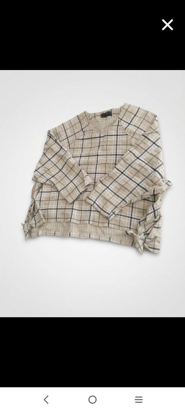 Chemise ample à carreaux beige et noir 