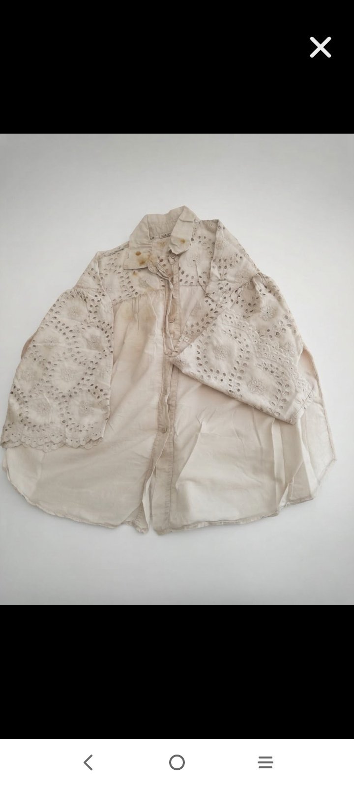Chemise beige en broderie anglaise ajourée 