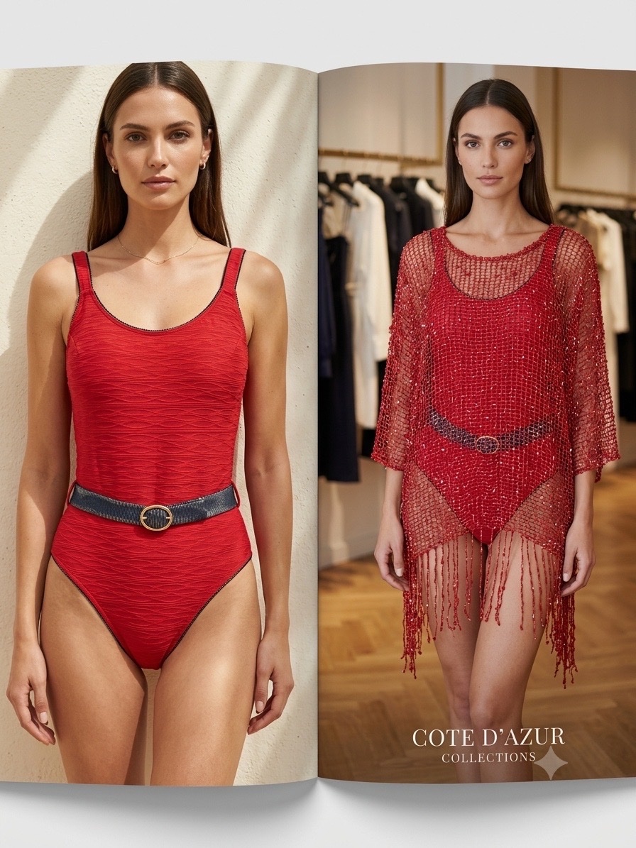 ✨ Ensemble Maillot & Cache-Maillot Rouge Éclatant ✨