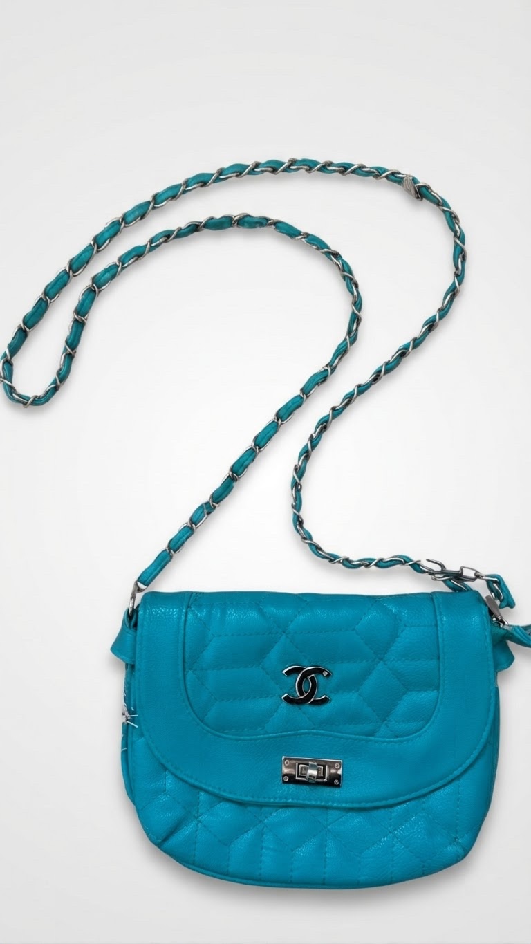 Turquoise Blue Quilted Crossbody Bag