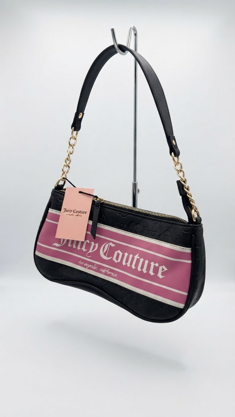Sac d'épaule Juicy Couture noir et rose - Neuf avec étiquette