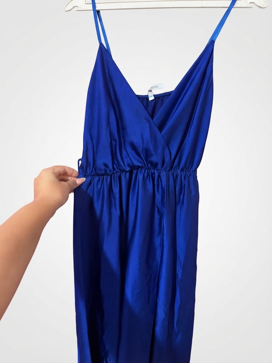 Robe longue bleue petrole 