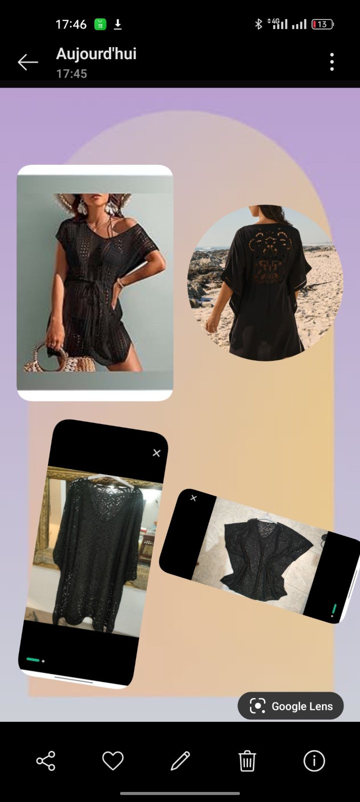 Tunique de plage  noir taille standard 