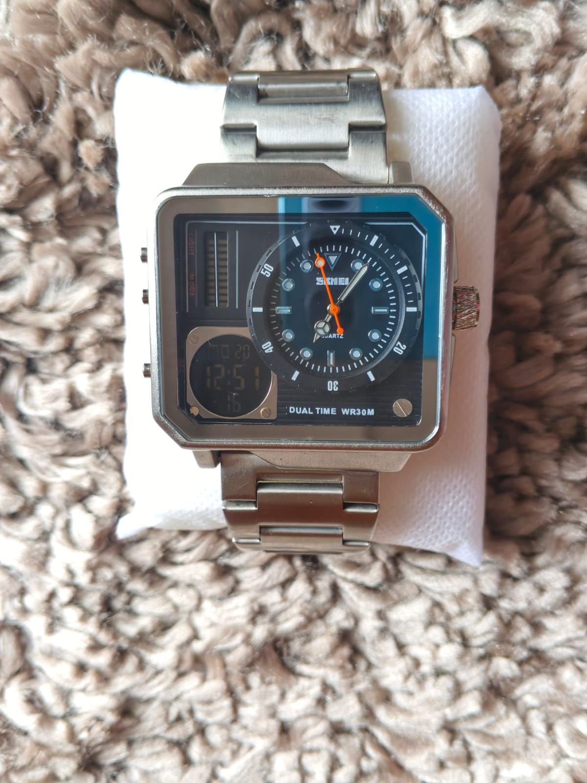 Montre SKMEI Dual Time acier – Analogique & Digitale