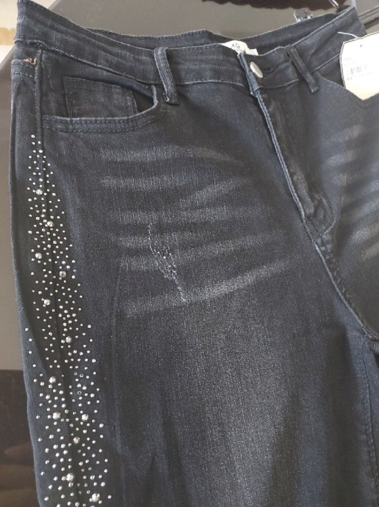 Jeans wide leg strass