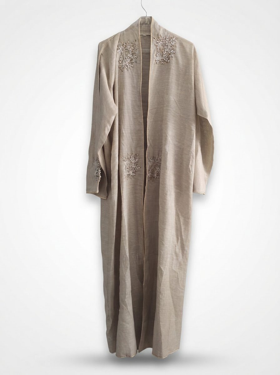 Abaya brodé faux lin