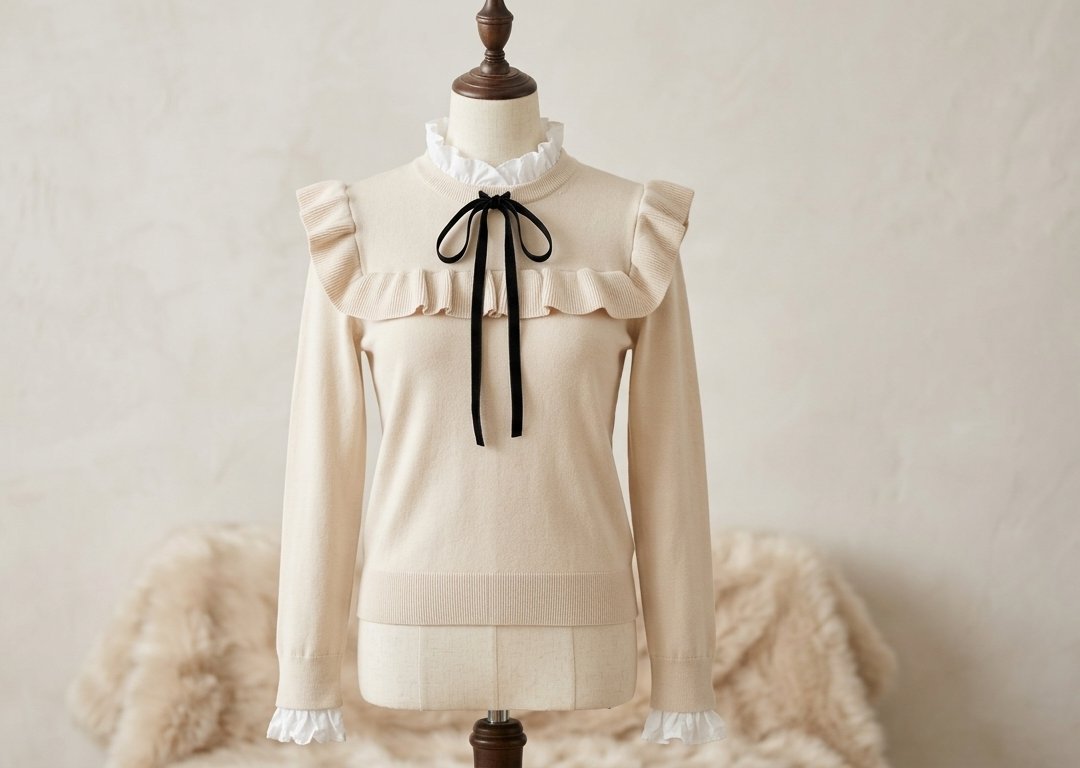 Pull à volants et ruban 