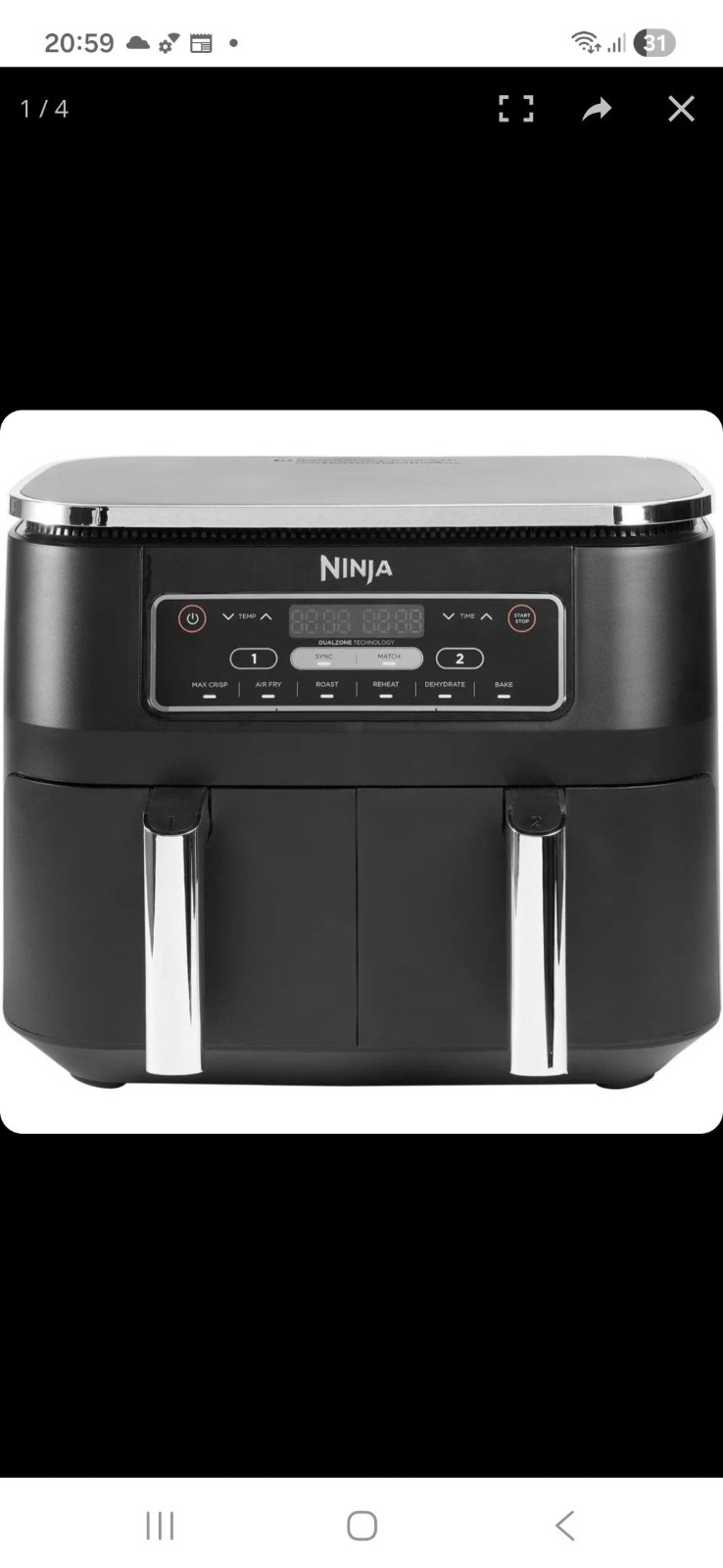 Airfryer ninja foodi dualzone 7,6l
