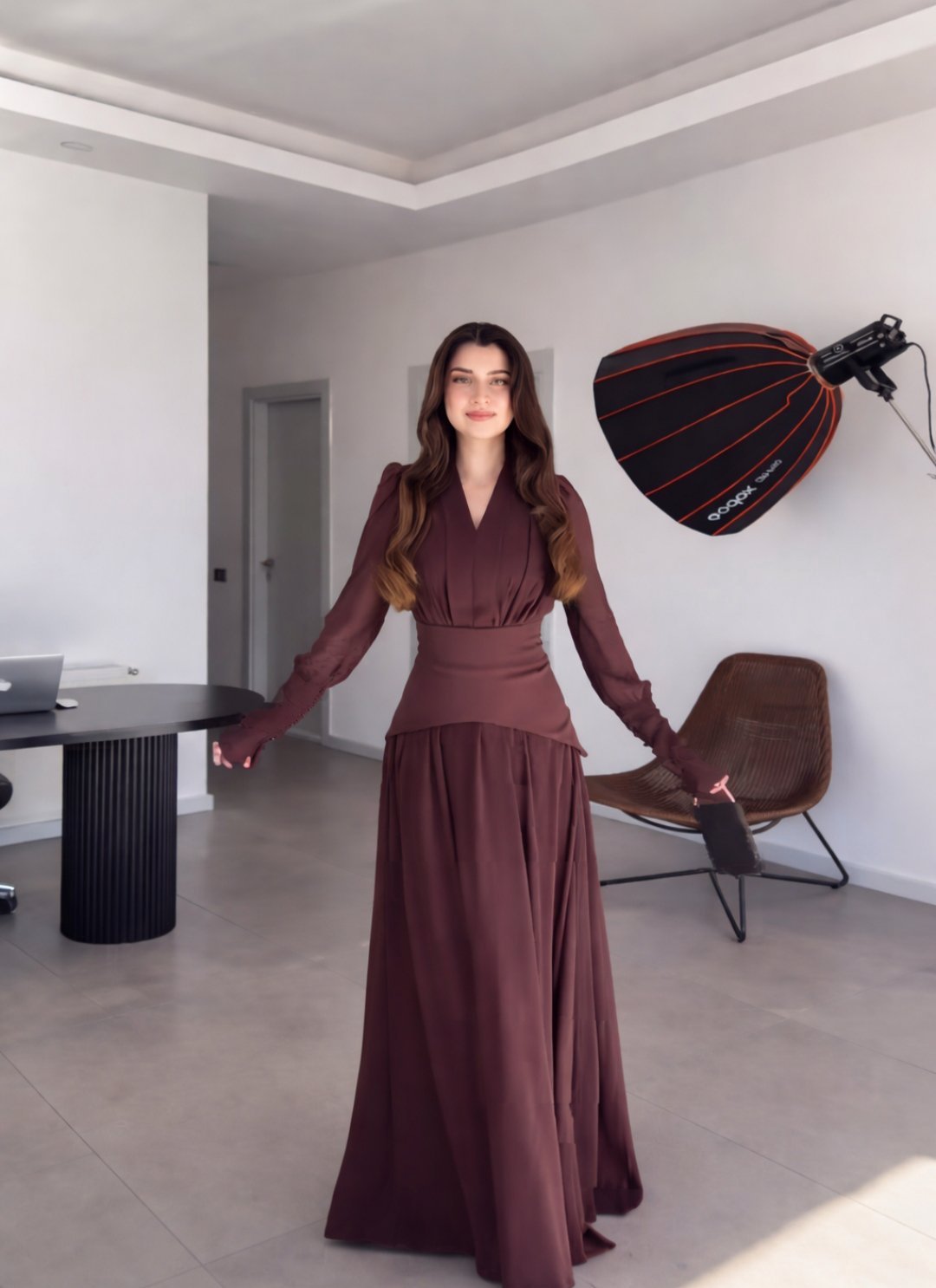 Robe marron longue 