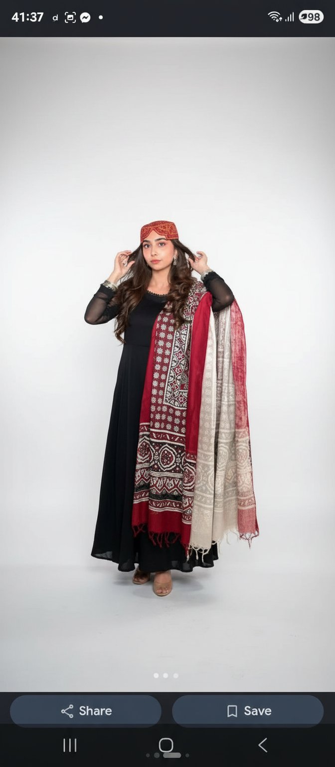 This is a Sindhi Topi (also known as a Balochi Topi), a traditional handmade hat 