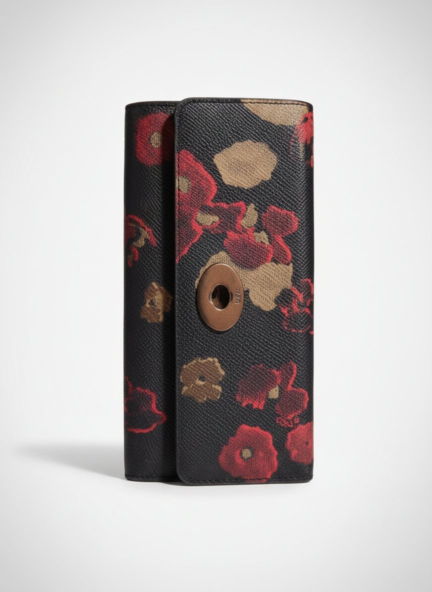 COACH Floral Print Embroidered Accordion Zip Wallet Multi-Color sans fermoir rotatif mais neuf✨️