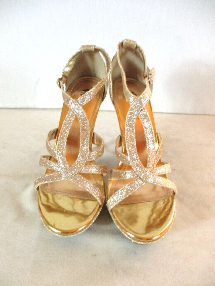 Chaussures à talons compensés et bride cheville Fioni Night Gold Glitter ✨🌟