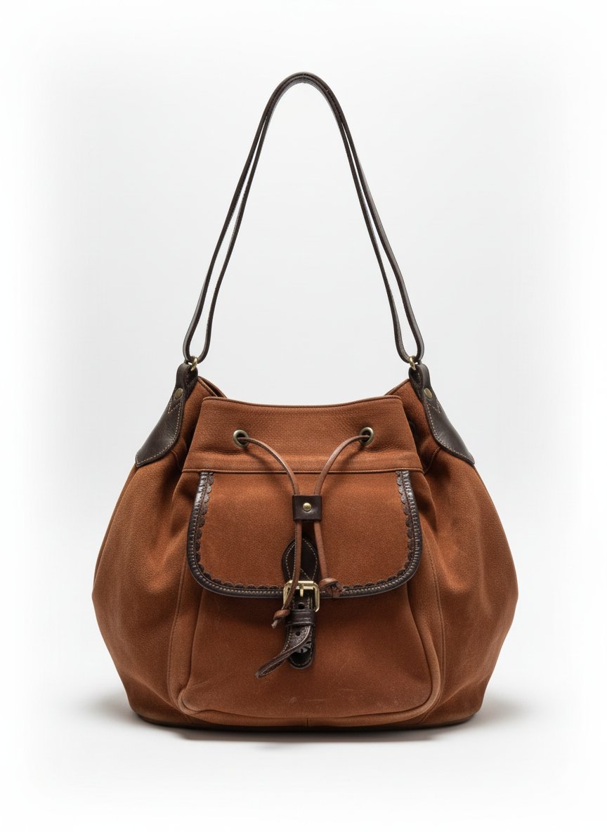 Sac en cuir et daim de la marque Capaccioli 👜(souvent associée à un style artisanal italien ou "boho").