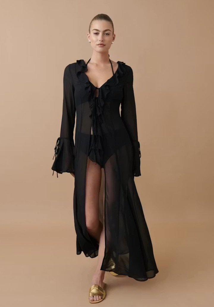  (Black Sheer Maxi Cardigan) de la marque PrettyLittleThing