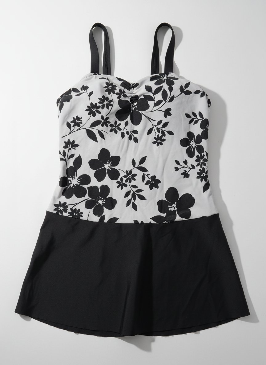 Maillot bonprix fleuri blanc et noir 